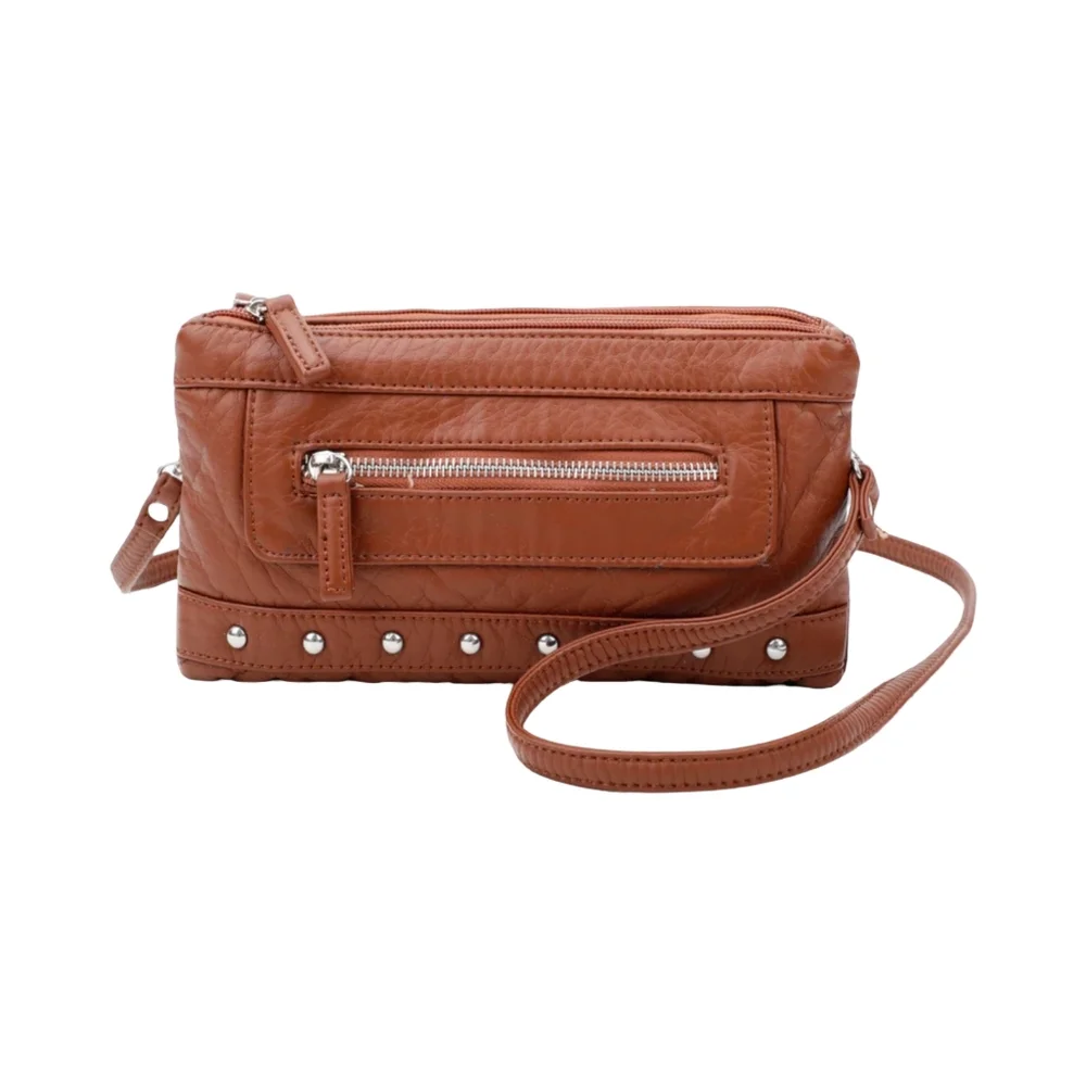 New Ampere Creations Vegan Leather Wristlet with dust bag in brown